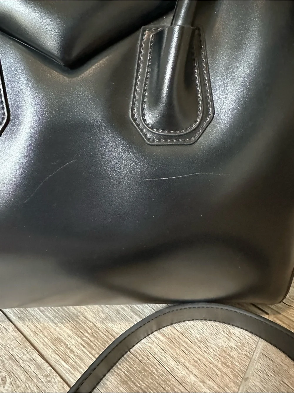 Givenchy Black Leather Antigona Lage Satchel with Shoulder Strap